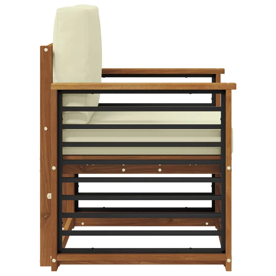 Canapé d’extérieur Bois d'acacia massif et polyester Naturel - 4