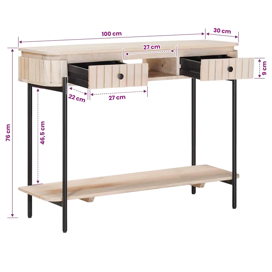 Table d'appoint faite main Blanc 100 x 30 x 76 cm - 13