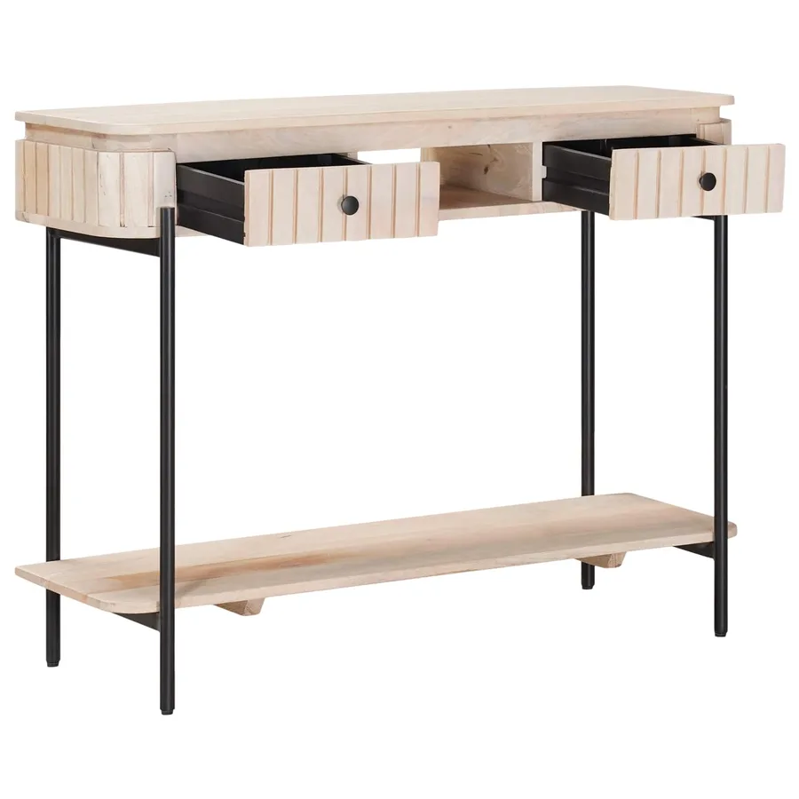 Table d'appoint faite main Blanc 100 x 30 x 76 cm - 2