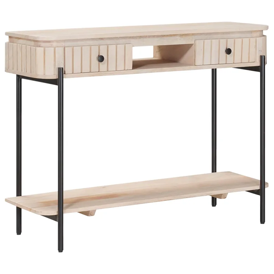 Table d'appoint faite main Blanc 100 x 30 x 76 cm - 3