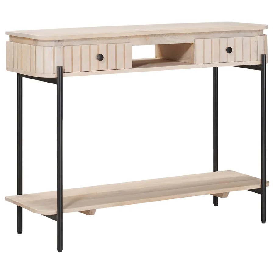 Table d'appoint faite main Blanc 100 x 30 x 76 cm - 4