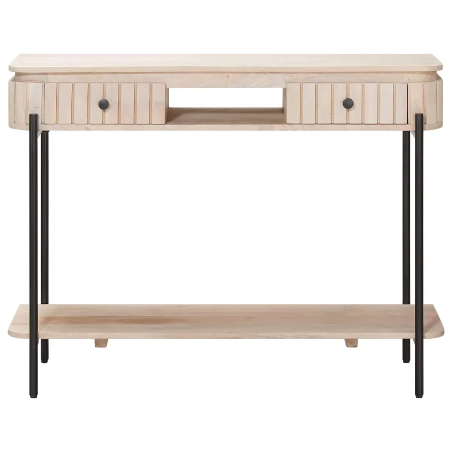 Table d'appoint faite main Blanc 100 x 30 x 76 cm - 5