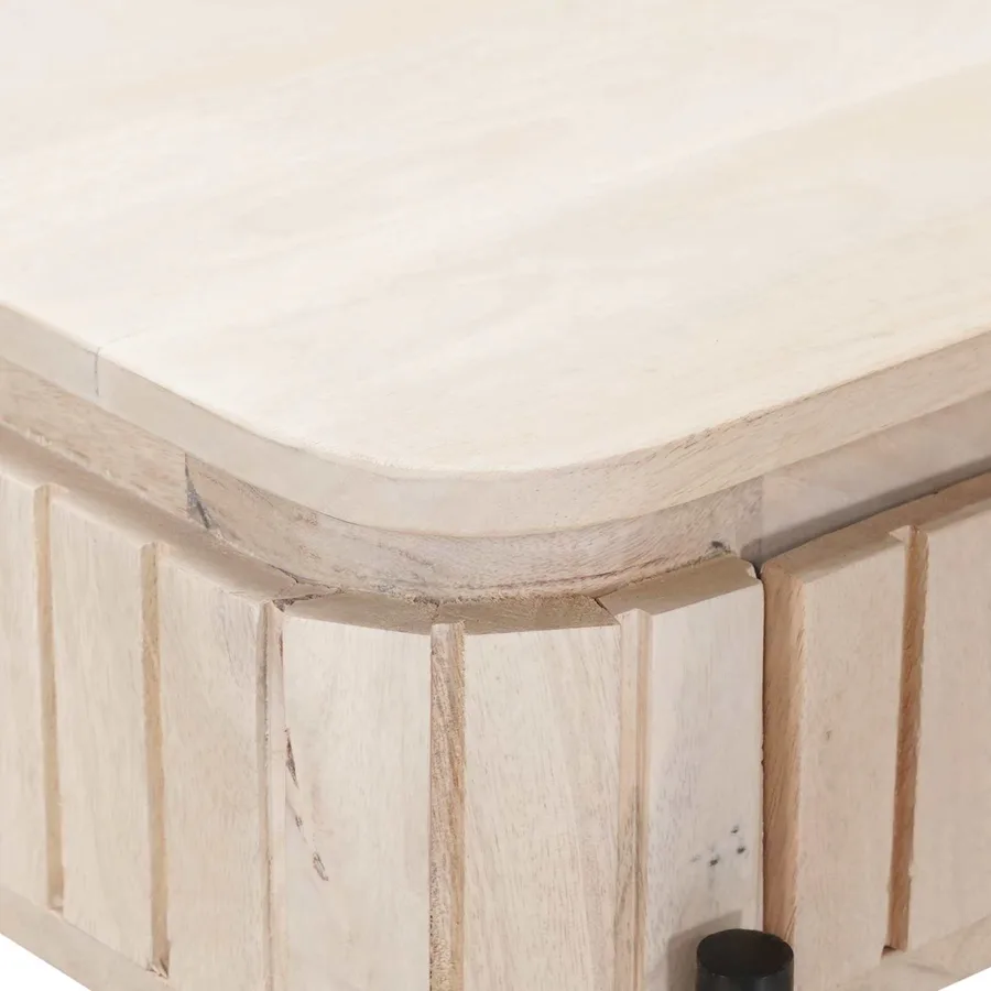 Table d'appoint faite main Blanc 100 x 30 x 76 cm - 8