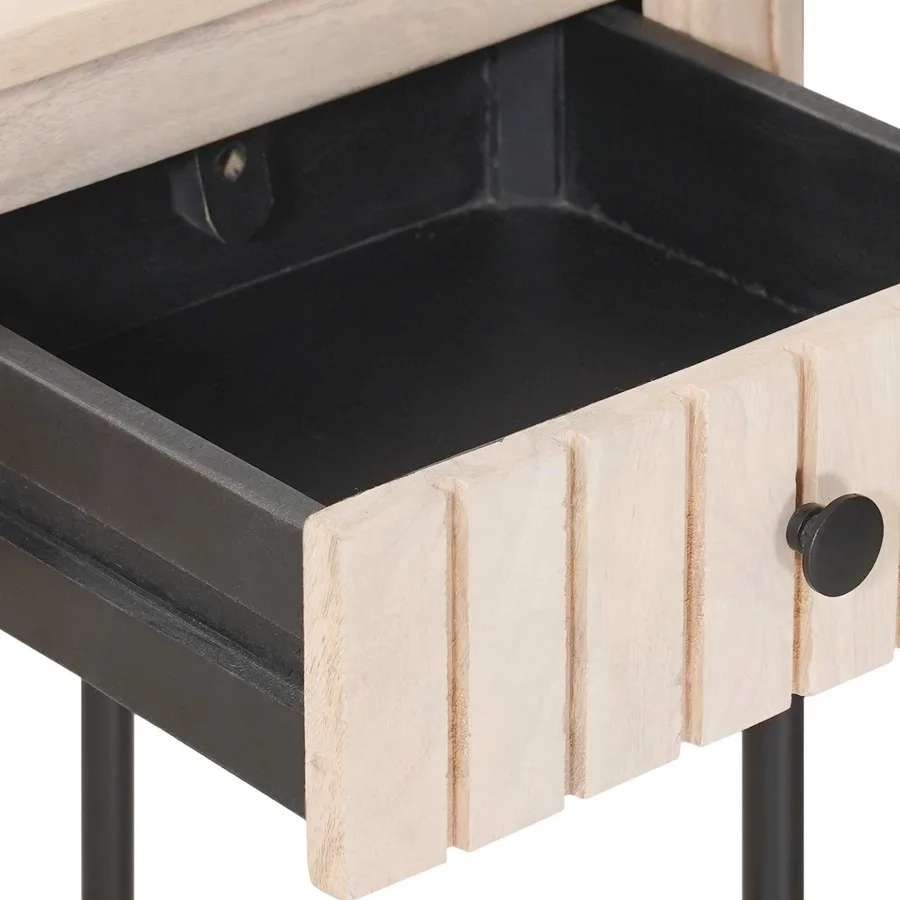 Table d'appoint faite main Blanc 100 x 30 x 76 cm - 9