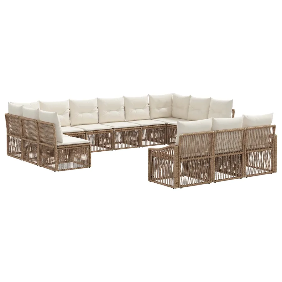 Ensemble de canapé de jardin 13 pcs Beige polyrotin
