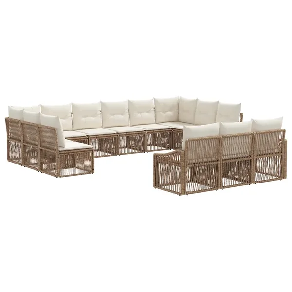 Ensemble de canapé de jardin 13 pcs Beige polyrotin