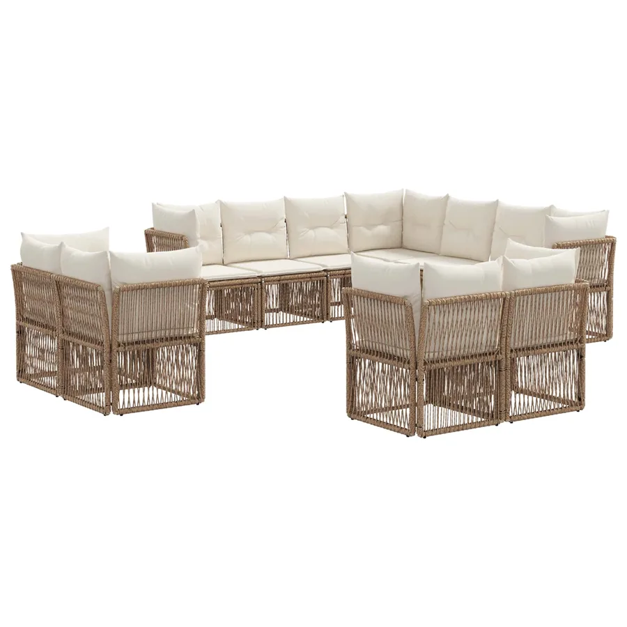 Ensemble de canapé de jardin 11 pcs Beige polyrotin - 2