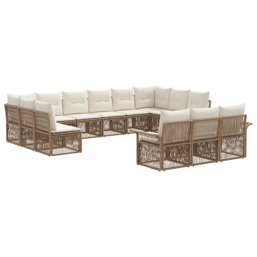Ensemble de canapé de jardin 13 pcs Beige polyrotin