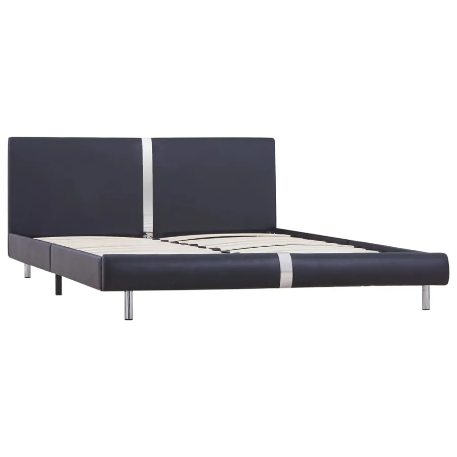Cadre de lit sans matelas noir similicuir 120x200 cm - 2