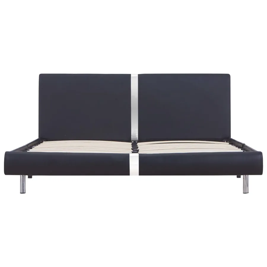 Cadre de lit sans matelas noir similicuir 120x200 cm - 3