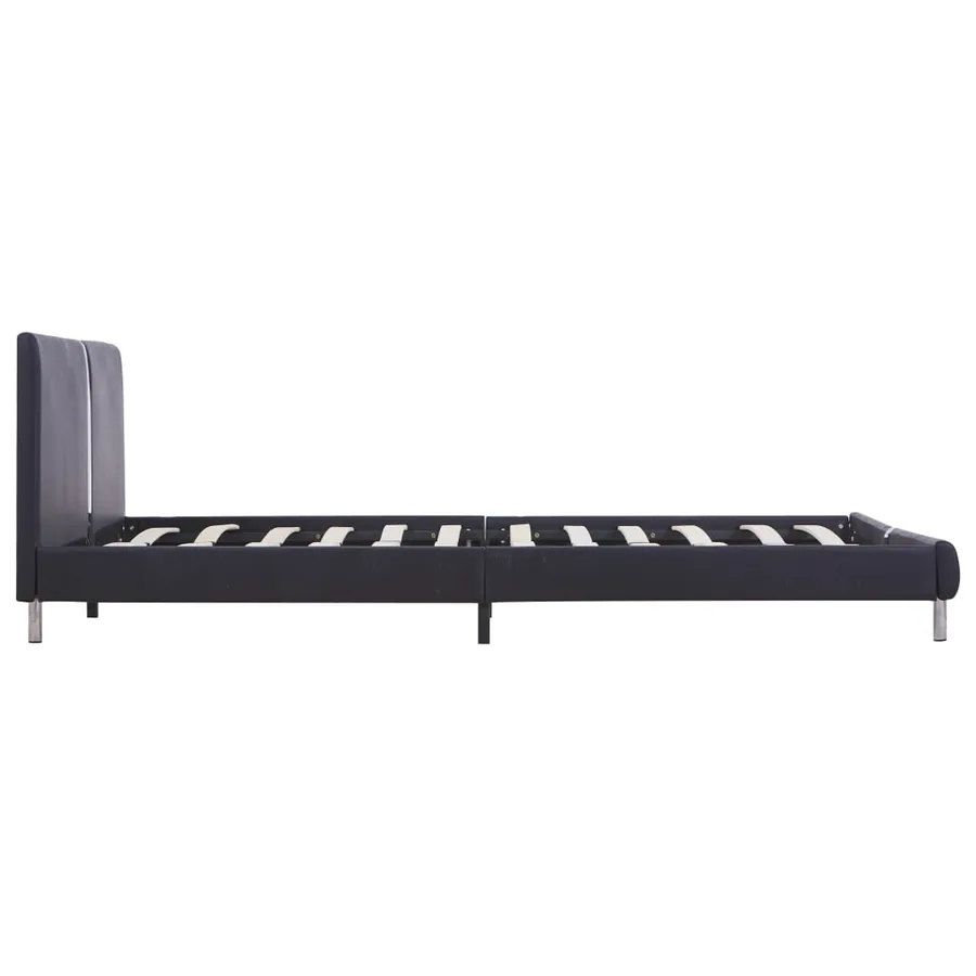 Cadre de lit sans matelas noir similicuir 120x200 cm - 4
