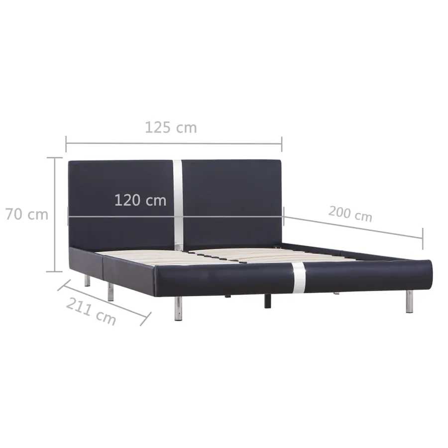 Cadre de lit sans matelas noir similicuir 120x200 cm - 6