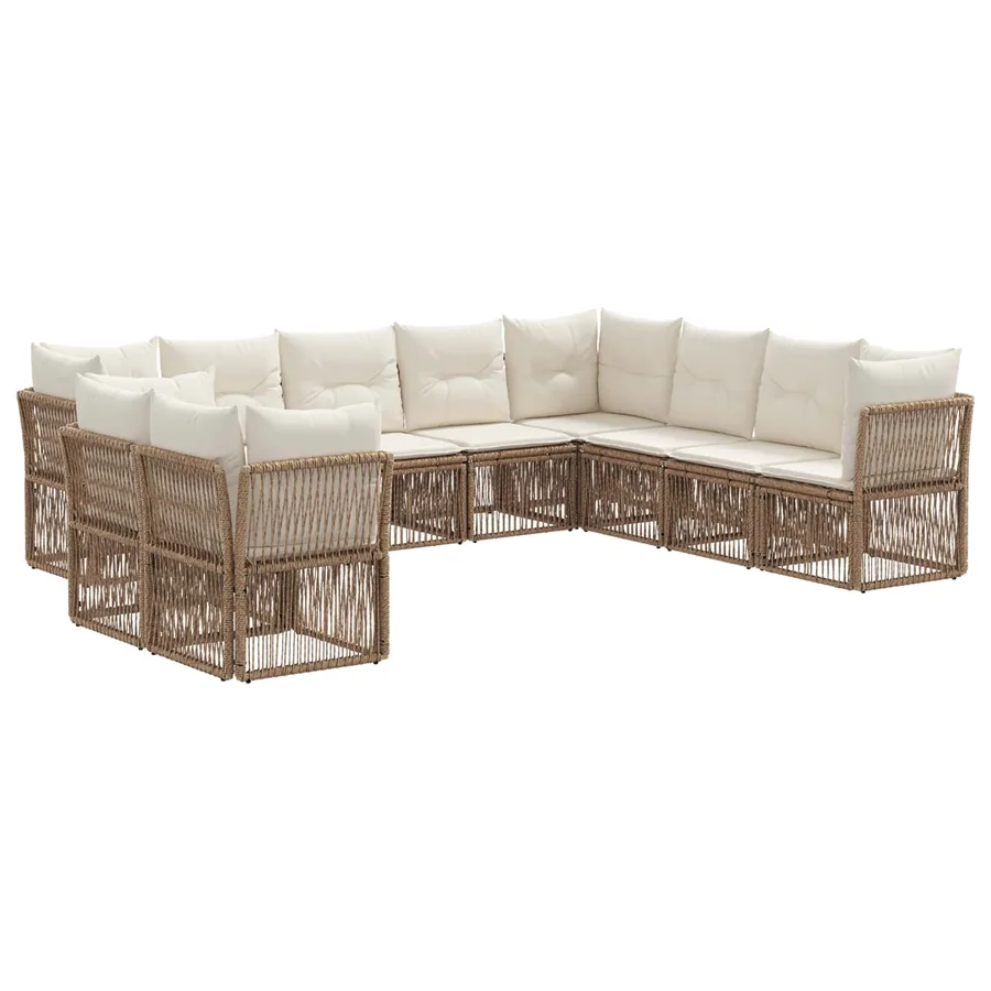 Ensemble de canapé de jardin 10 pcs Beige polyrotin - 2