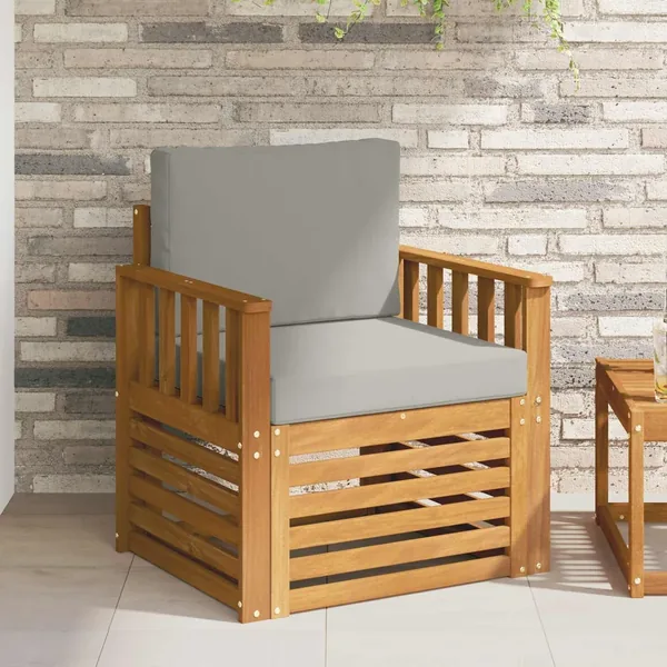 Canapé d’extérieur Bois d'acacia massif et polyester Naturel
