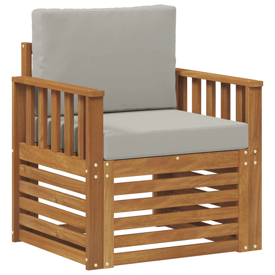 Canapé d’extérieur Bois d'acacia massif et polyester Naturel - 2