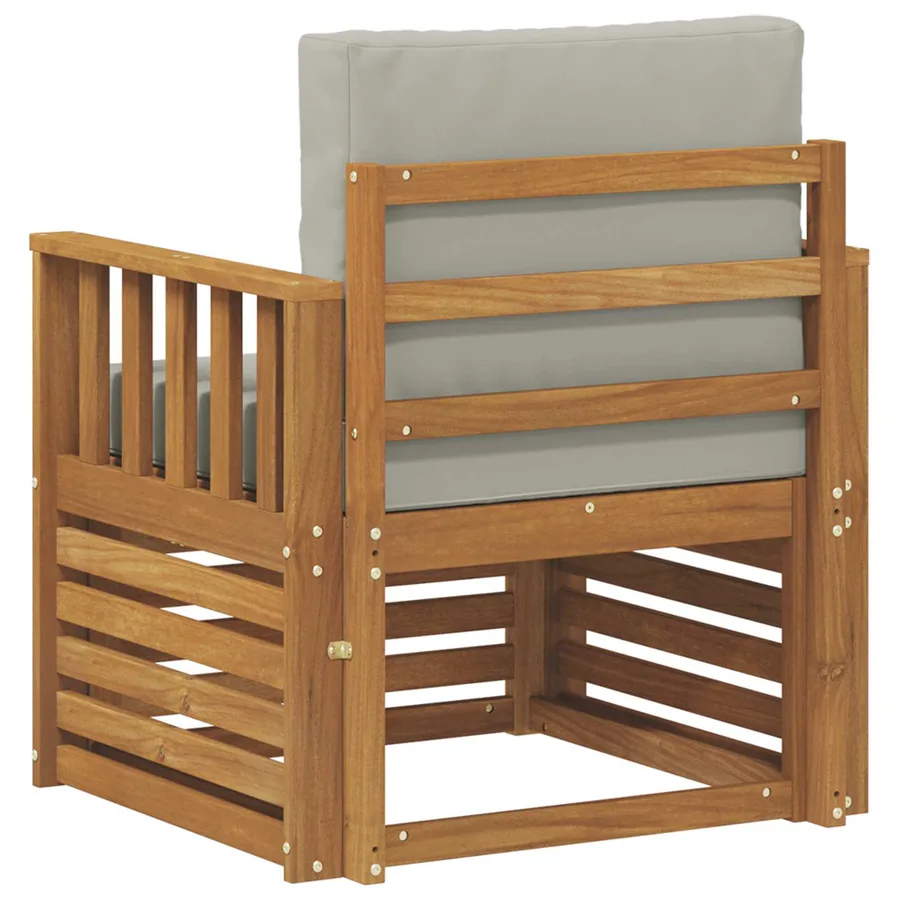Canapé d’extérieur Bois d'acacia massif et polyester Naturel - 5