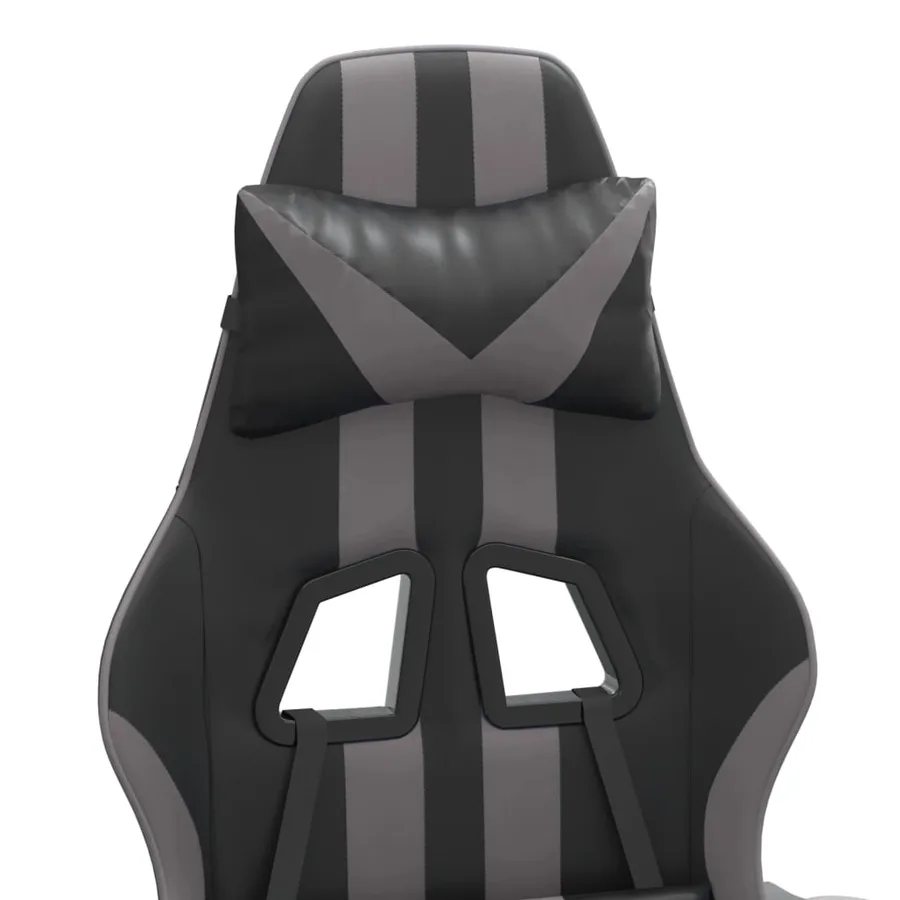 Chaise de jeu pivotante et repose-pied Noir et gris Similicuir - 8