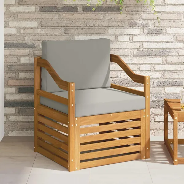 Canapé d’extérieur Bois d'acacia massif et polyester Naturel