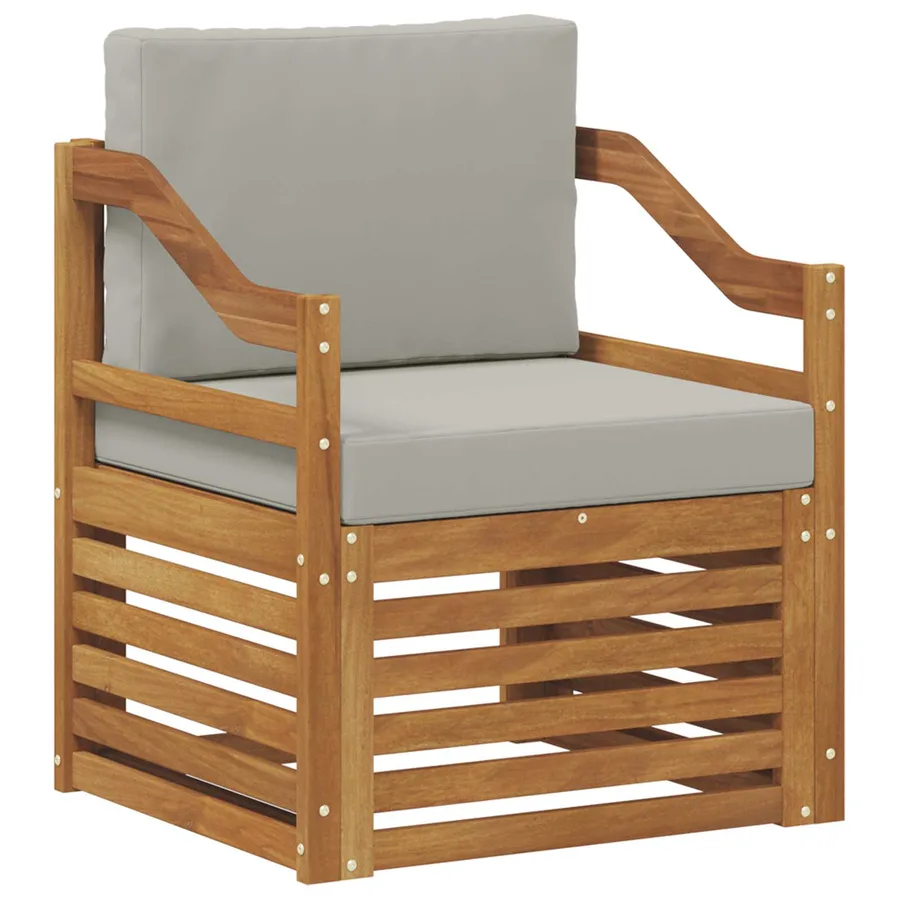 Canapé d’extérieur Bois d'acacia massif et polyester Naturel - 2