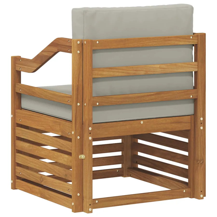 Canapé d’extérieur Bois d'acacia massif et polyester Naturel - 5