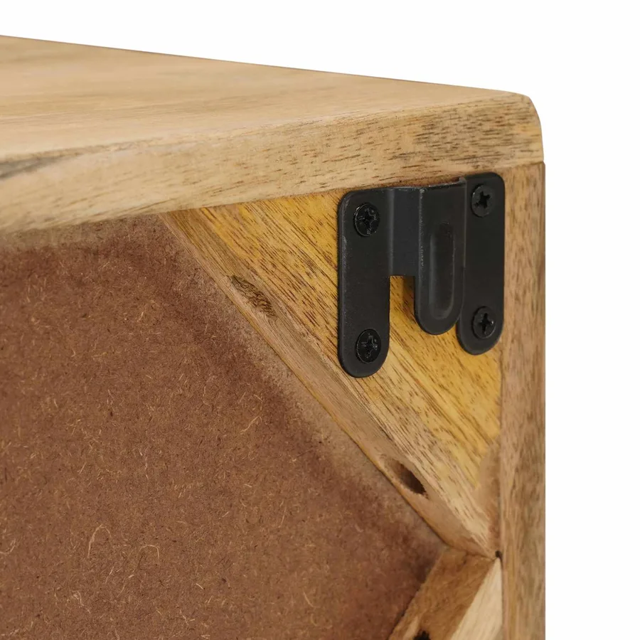 Table de chevet faite main Marron Teck 40 x 30 x 20 cm - 10