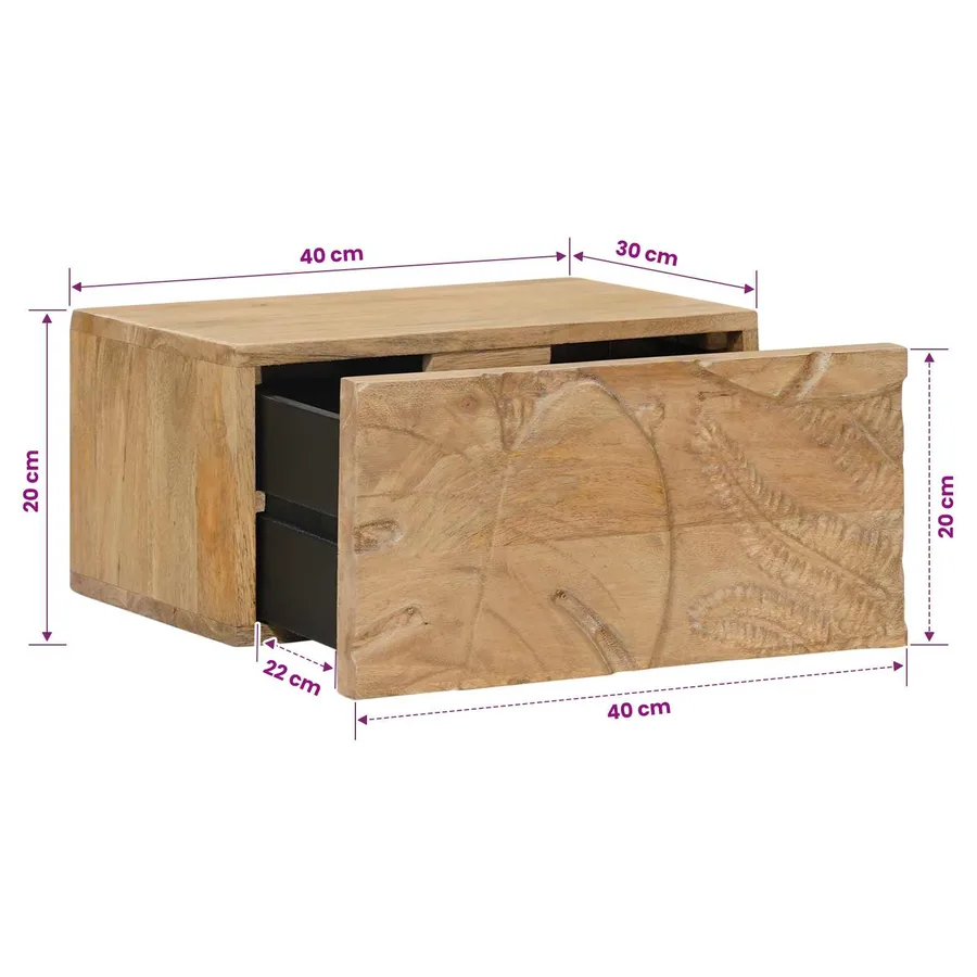 Table de chevet faite main Marron Teck 40 x 30 x 20 cm - 12