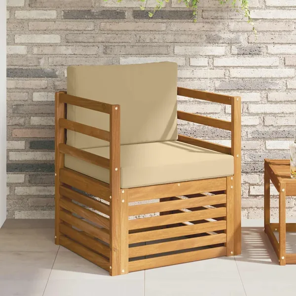 Canapé d’extérieur Bois d'acacia massif et polyester Naturel