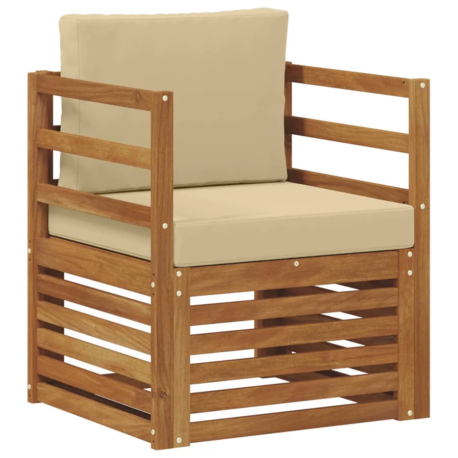 Canapé d’extérieur Bois d'acacia massif et polyester Naturel - 2