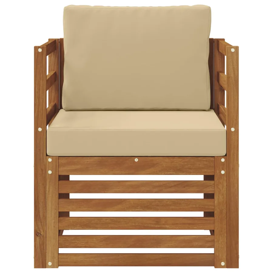 Canapé d’extérieur Bois d'acacia massif et polyester Naturel - 3