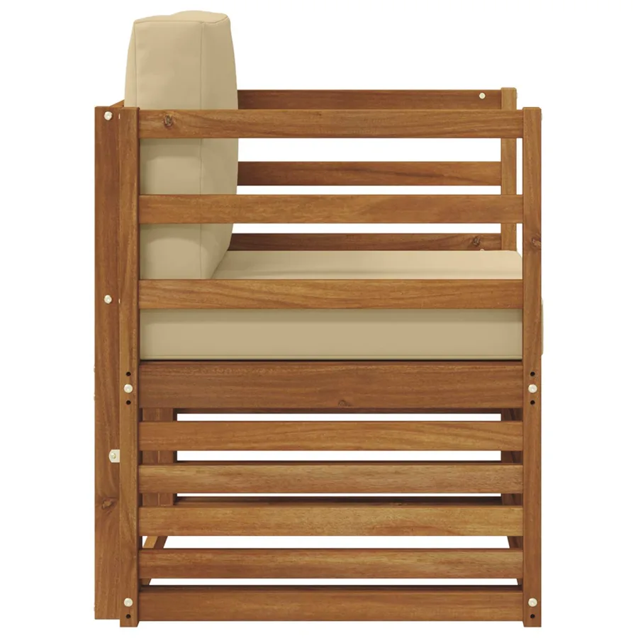 Canapé d’extérieur Bois d'acacia massif et polyester Naturel - 4