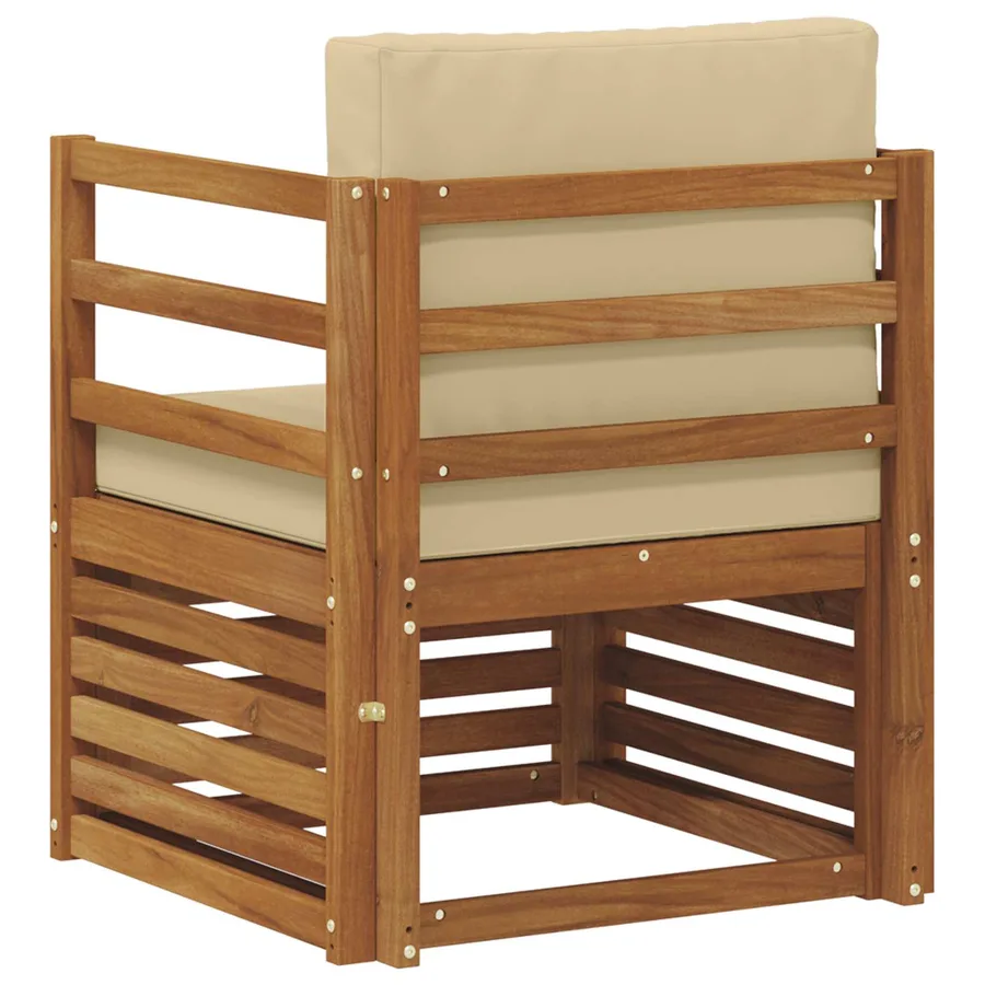 Canapé d’extérieur Bois d'acacia massif et polyester Naturel - 5