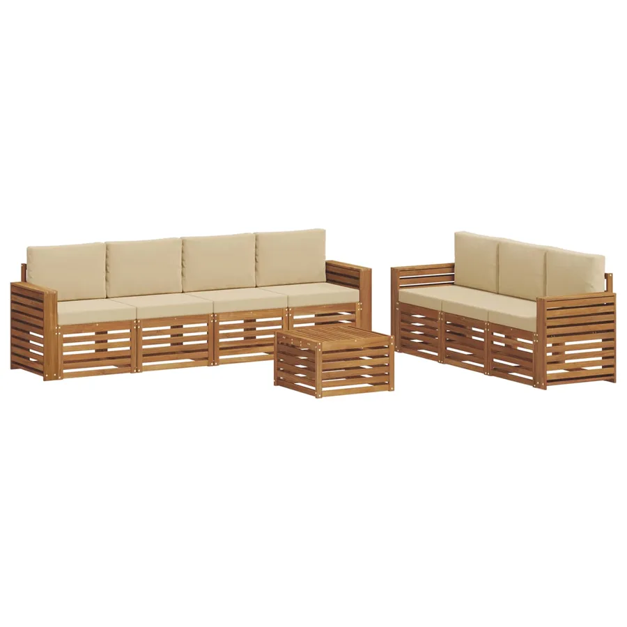 Ensembles de canapés avec coussin 8 pcs Naturel et Beige - 2