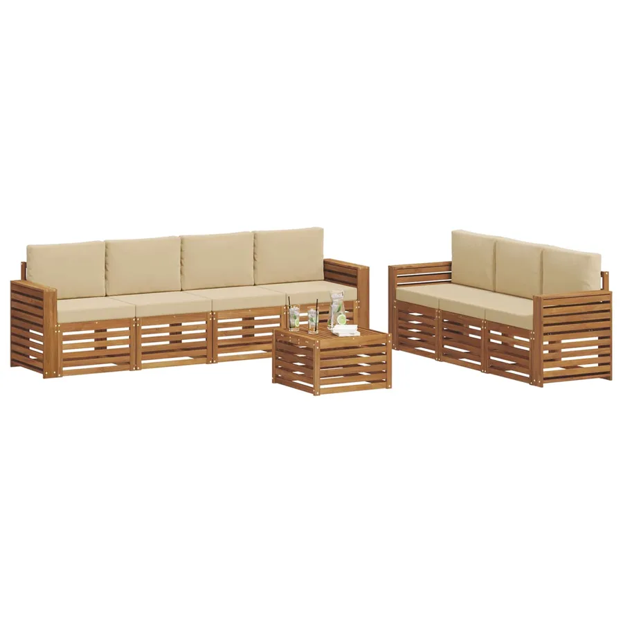 Ensembles de canapés avec coussin 8 pcs Naturel et Beige - 3