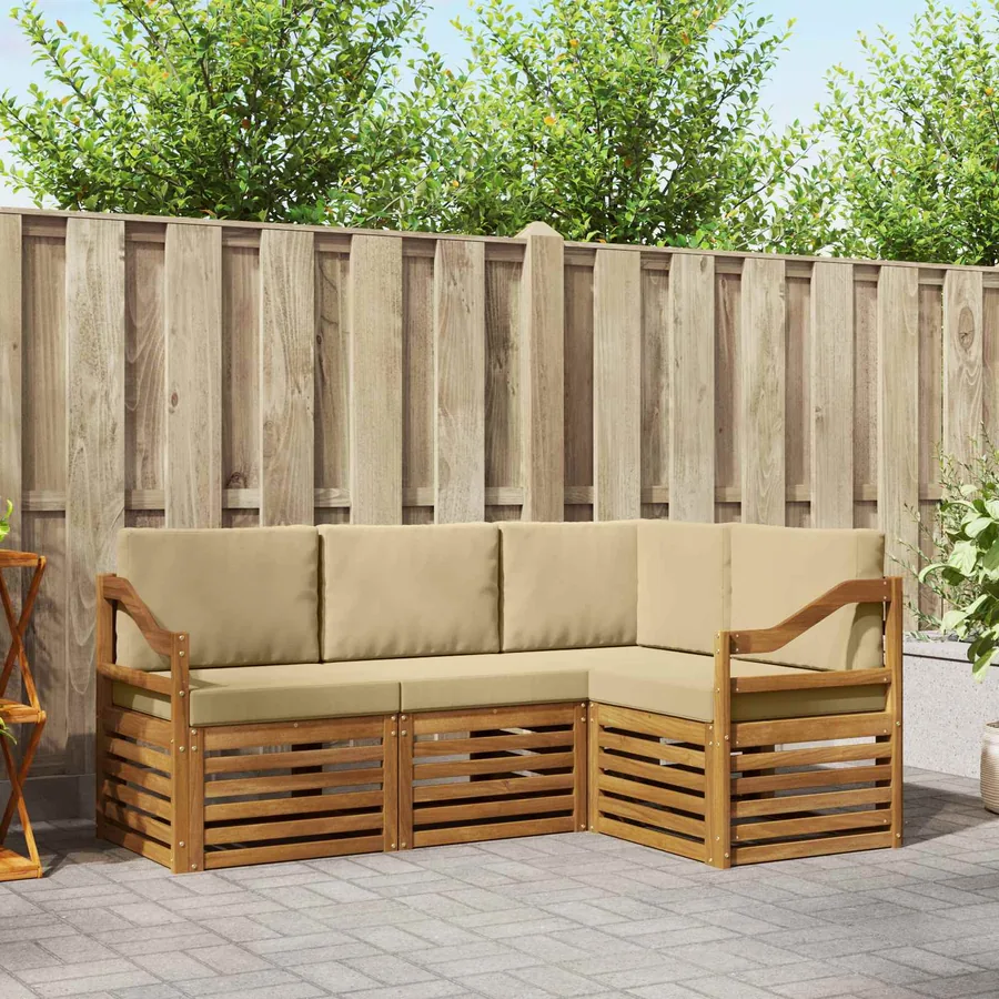 Ensembles de canapés avec coussin 4 pcs Naturel et Beige