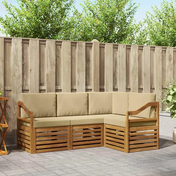Ensembles de canapés avec coussin 4 pcs Naturel et Beige
