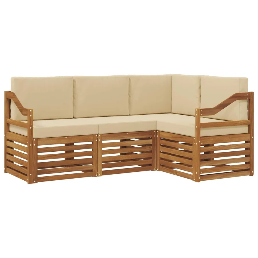 Ensembles de canapés avec coussin 4 pcs Naturel et Beige - 2
