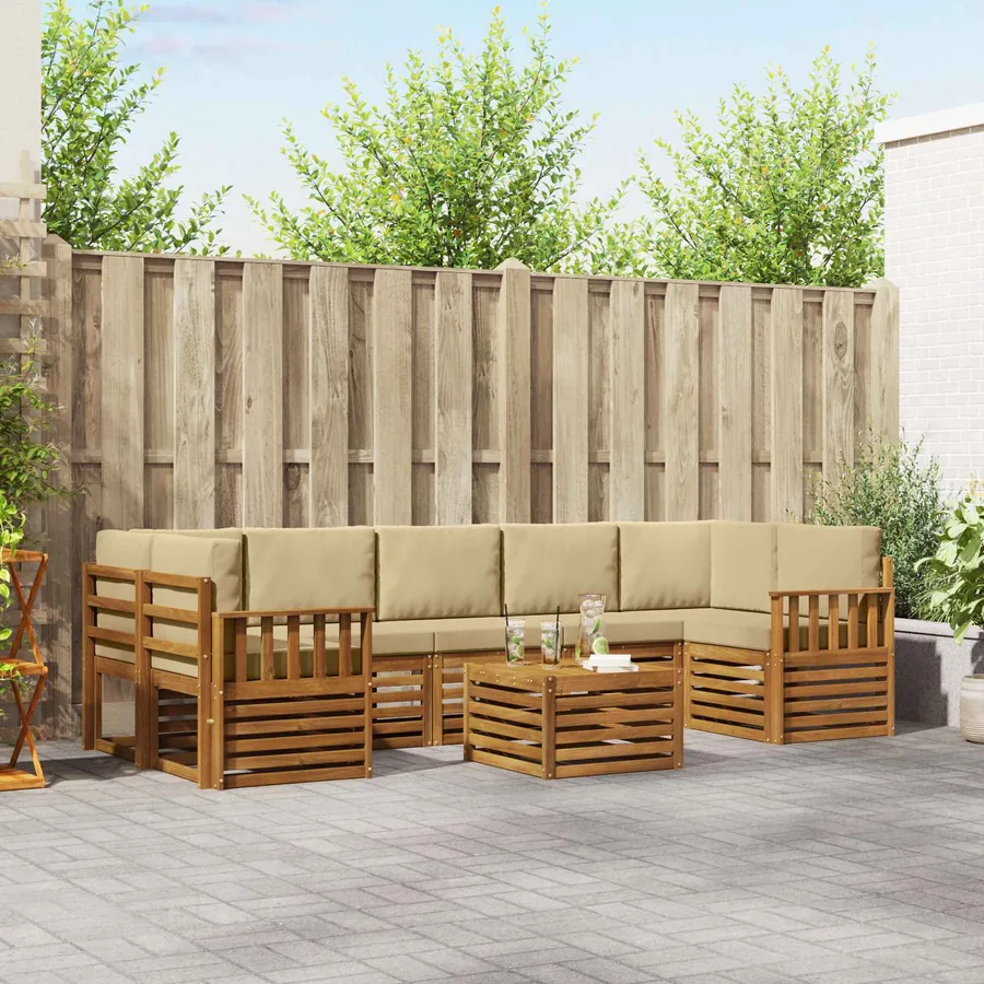 Ensemble de canapés d'extérieur 8 pcs Naturel et Beige