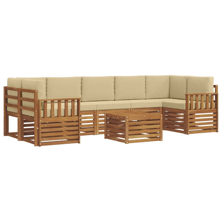 Ensemble de canapés d'extérieur 8 pcs Naturel et Beige - 2