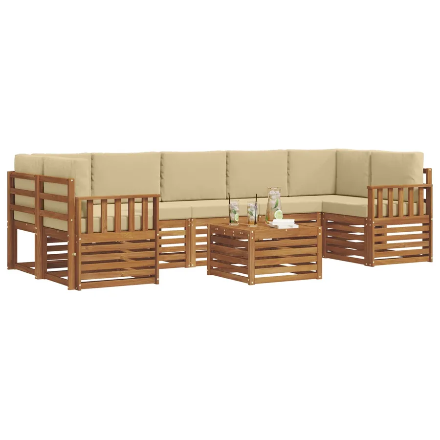 Ensemble de canapés d'extérieur 8 pcs Naturel et Beige - 3