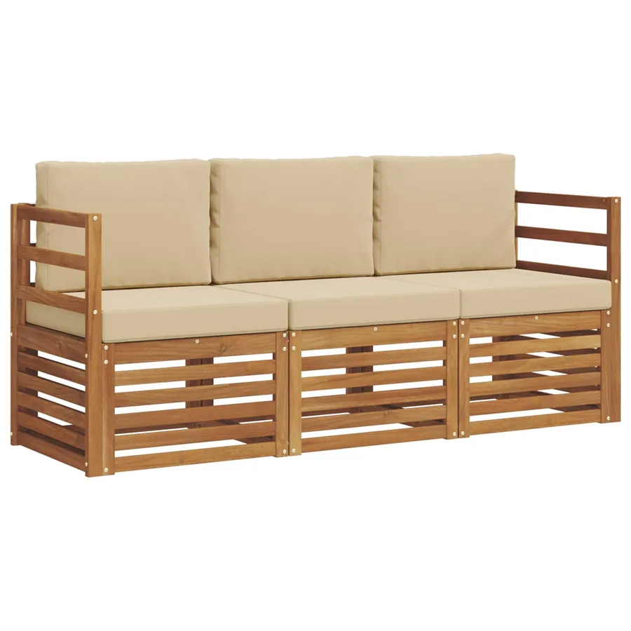 Ensembles de canapés avec coussin 3 pcs Naturel et Beige - 2