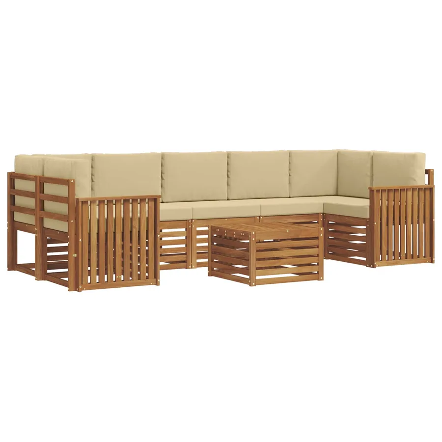 Ensemble de canapés d'extérieur 8 pcs Naturel et Beige - 2