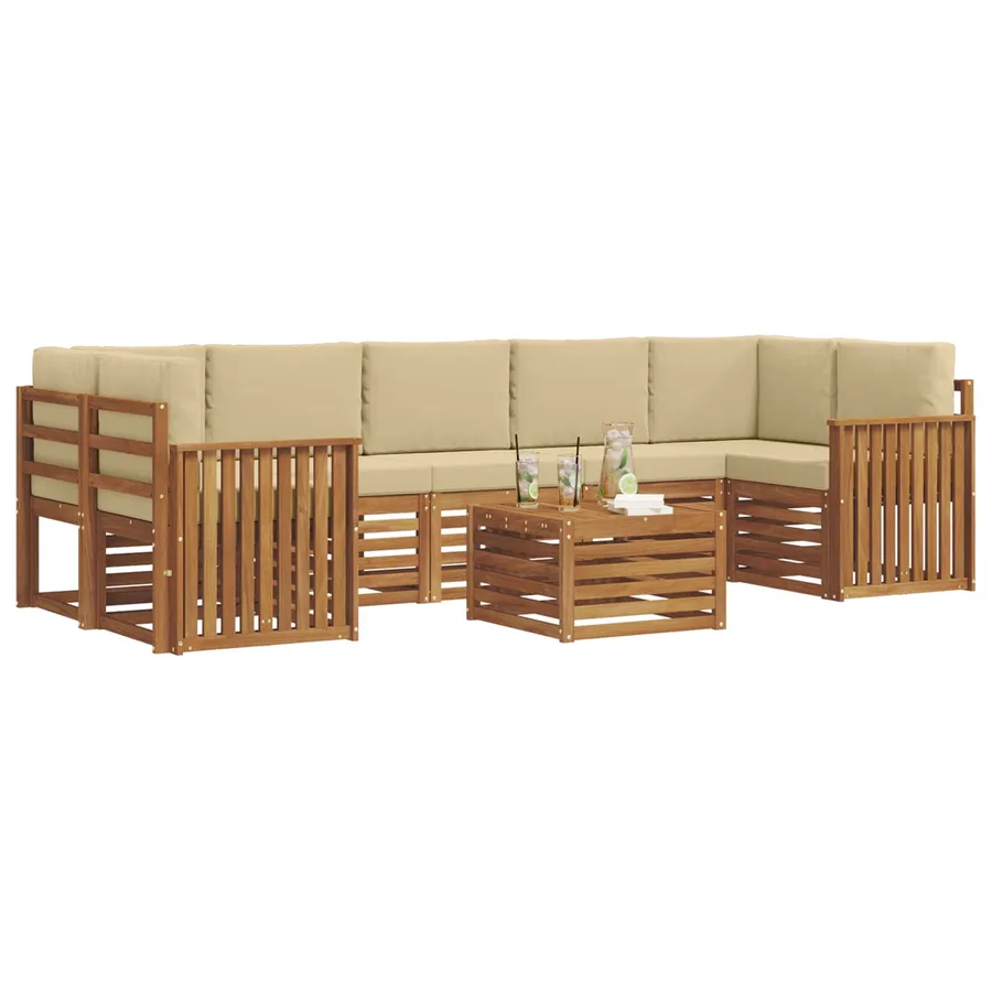 Ensemble de canapés d'extérieur 8 pcs Naturel et Beige - 3