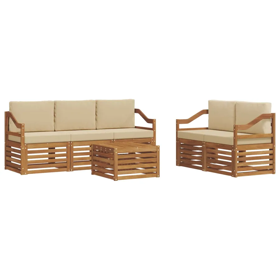 Ensembles de canapés avec coussin 6 pcs Naturel et Beige - 2
