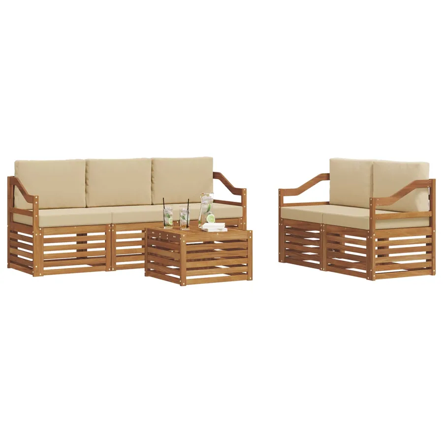 Ensembles de canapés avec coussin 6 pcs Naturel et Beige - 3