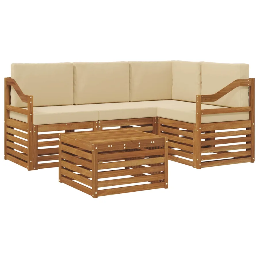 Ensemble de canapés d'extérieur 5 pcs Naturel et Beige - 2