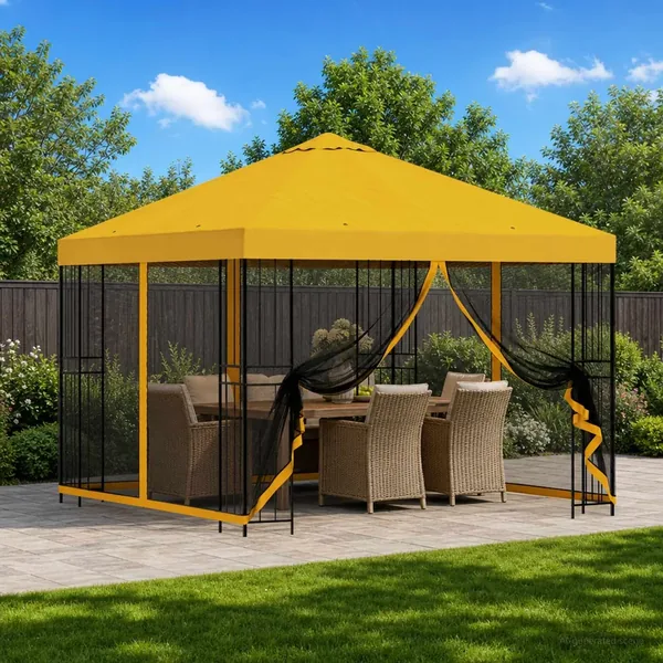 Abri de jardin avec parois 3 x 3 m Jaune Polyester et Acier