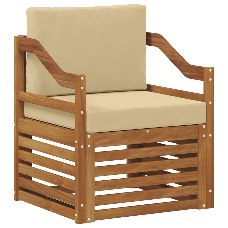 Canapé d’extérieur Bois d'acacia massif et polyester Naturel - 2