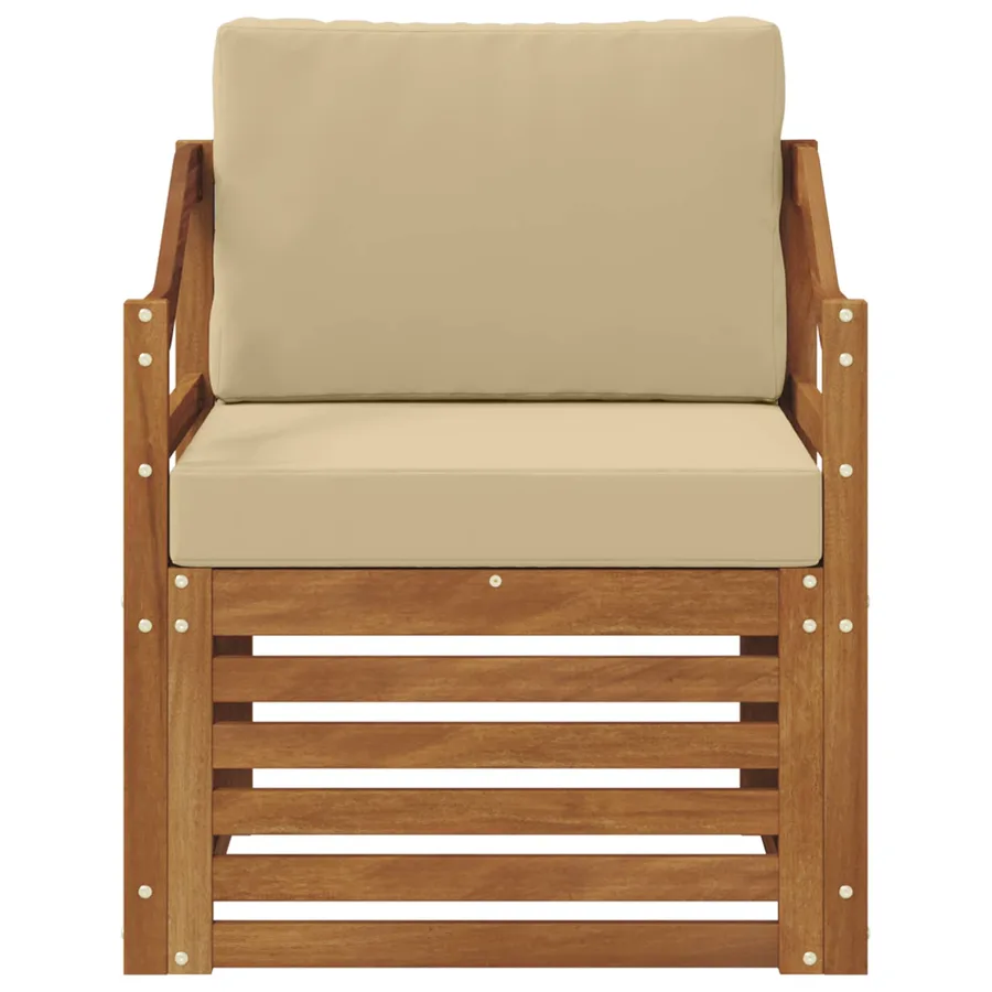 Canapé d’extérieur Bois d'acacia massif et polyester Naturel - 3