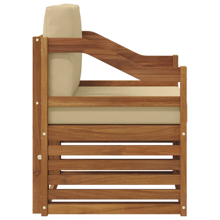 Canapé d’extérieur Bois d'acacia massif et polyester Naturel - 4