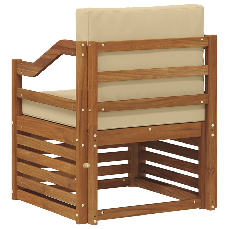 Canapé d’extérieur Bois d'acacia massif et polyester Naturel - 5